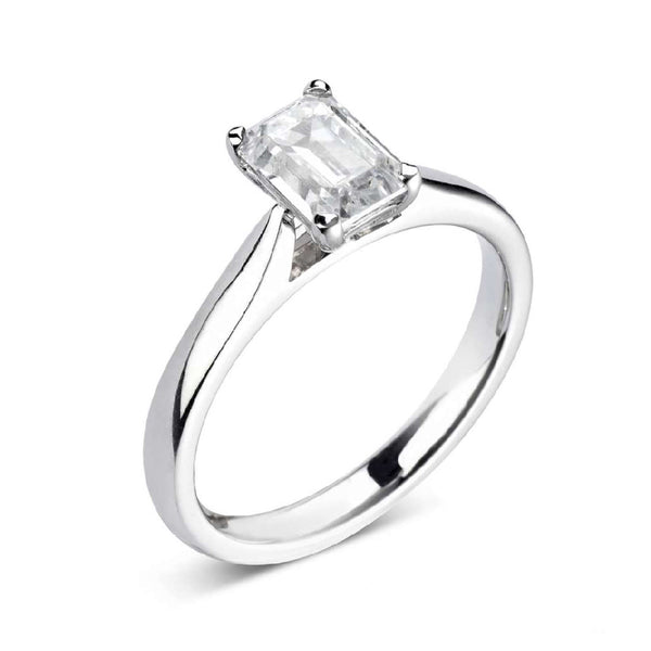 The Viola Platinum Emerald Cut Diamond Solitaire Engagement Ring