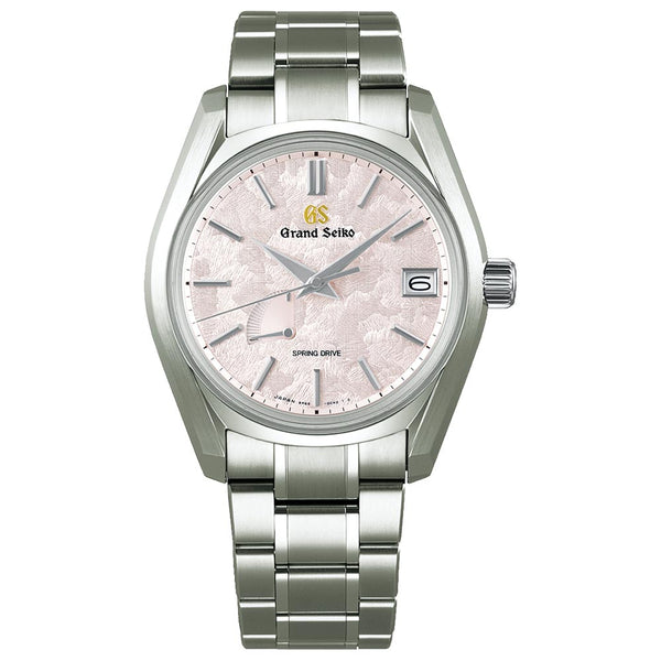grand seiko heritage collection the shunbun spring cherry blossom spring drive 40mm pink dial titanium gents watch