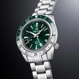 grand seiko sports collection hotaka mountains spring drive gmt 44mm green dial gents watch close up