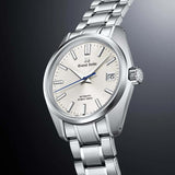grand seiko heritage collection snowfall mount iwate hi-beat 40mm champagne dial gents automatic watch side view