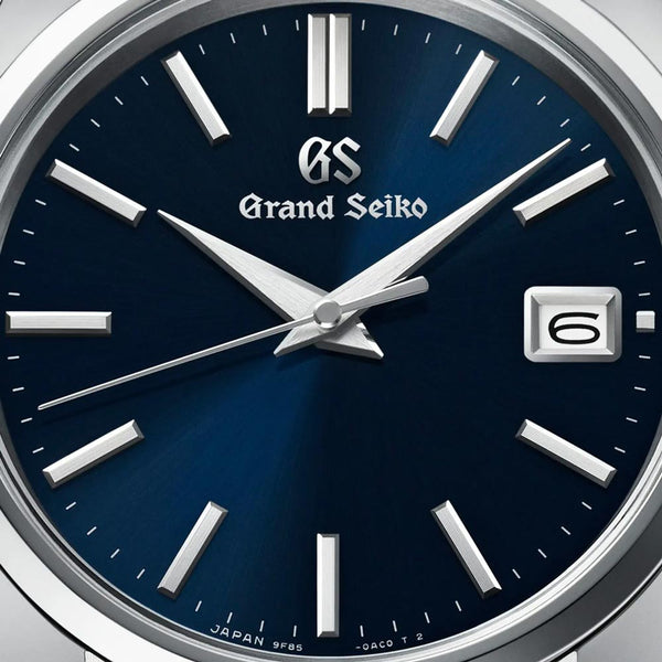 grand seiko heritage collection 37mm blue dial quartz watch dial close up
