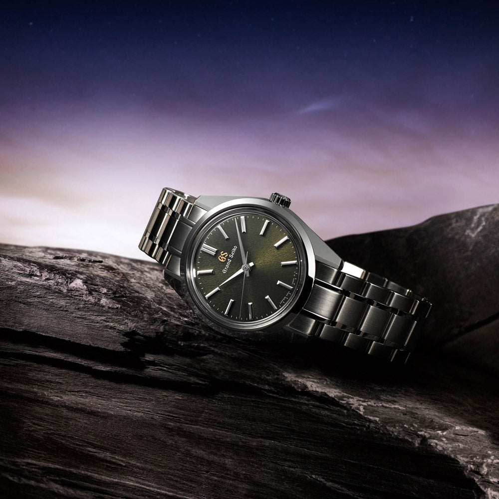 grand seiko mount iwate autumn dusk european limited edition 36mm green dial manual wound watch lifestyle image
