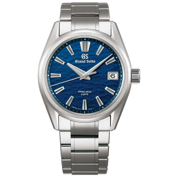 grand seiko evolution 9 spring drive suwa lake 40mm blue dial titanium gents watch