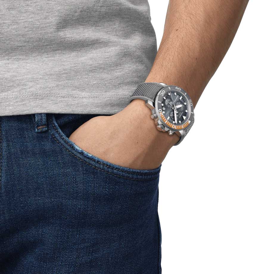 tissot t-sport seastar 1000 chronograph black dial gents watch model shot