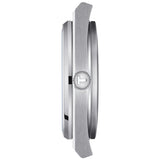 tissot t-classic prx powermatic 80 blue dial 40mm automatic gents watch side of case view