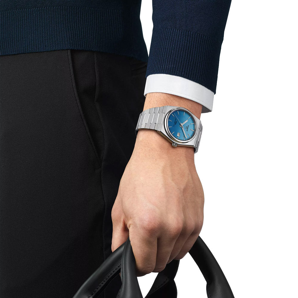 TISSOT PRX Powermatic 80 40mm アイスブルー Tissot PRX Powermatic 80 Ice Blue Chameleon Dial 40mm Automatic Gents