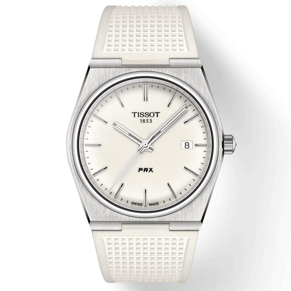 tissot t-classic prx 40mm white dial stainless steel gents watch