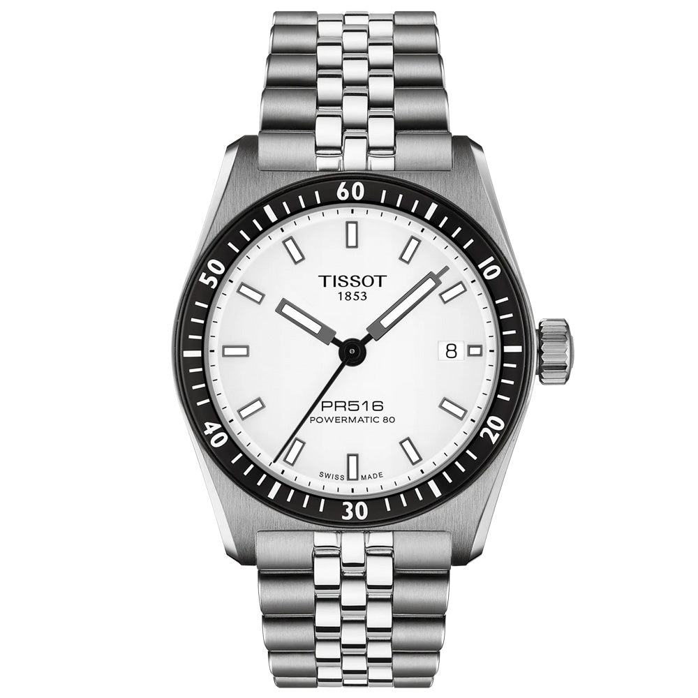 Tissot PR516 Powermatic 80 White Dial 38mm Automatic Gents Watch T1494071103100