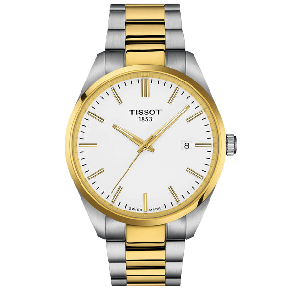Tissot PR 100 White Dial 40mm Steel & Gold PVD Gents Quartz Watch T1504102201100