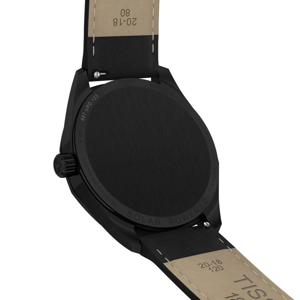 Tissot PRC 100 Solar 39mm Black Dial Black PVD Steel Quartz Watch T1514223605100