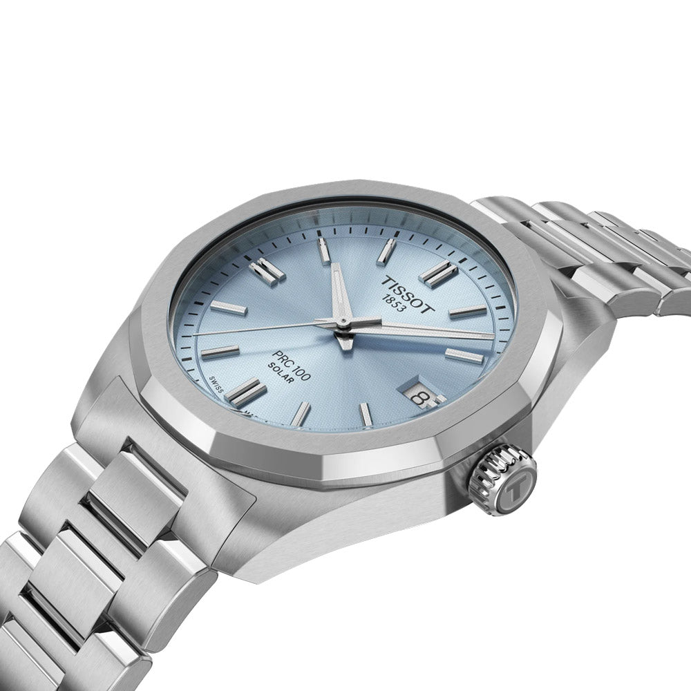 Tissot PRC 100 Solar 34mm Ice Blue Dial Ladies Quartz Watch T1518221135100