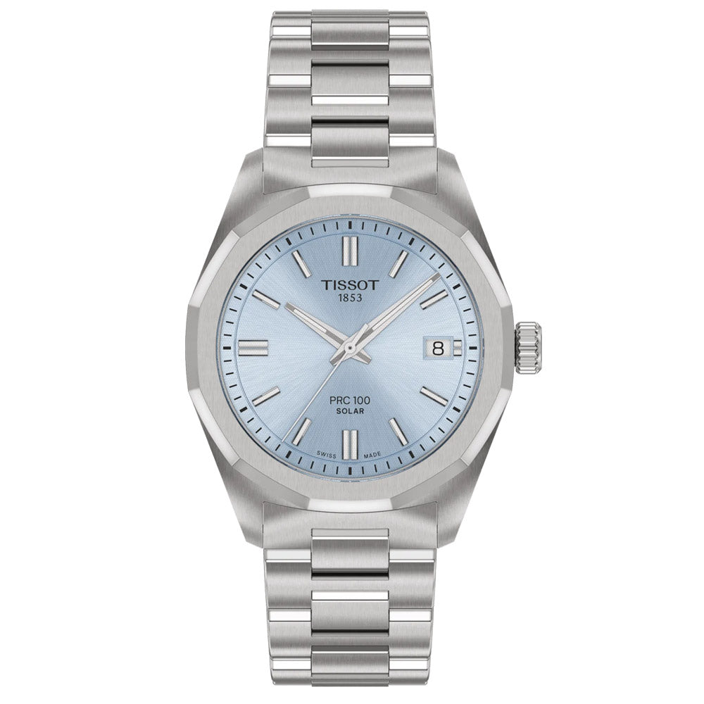 Tissot PRC 100 Solar 34mm Ice Blue Dial Ladies Quartz Watch T1518221135100