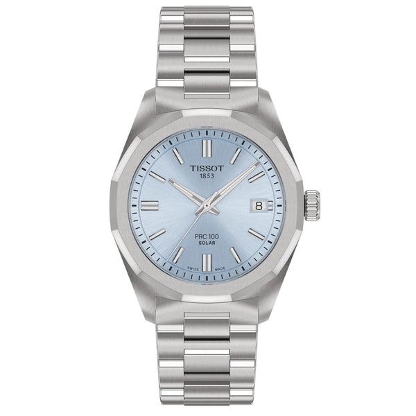 Tissot PRC 100 Solar 34mm Ice Blue Dial Ladies Quartz Watch T1518221135100