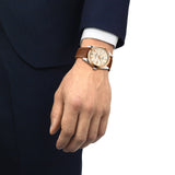 Tissot Gentleman Powermatic 80 Silicium 40mm Cream Dial 18ct Rose Gold & Steel Automatic Gents Watch T9274074626100