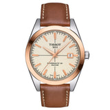 Tissot Gentleman Powermatic 80 Silicium 40mm Cream Dial 18ct Rose Gold & Steel Automatic Gents Watch T9274074626100