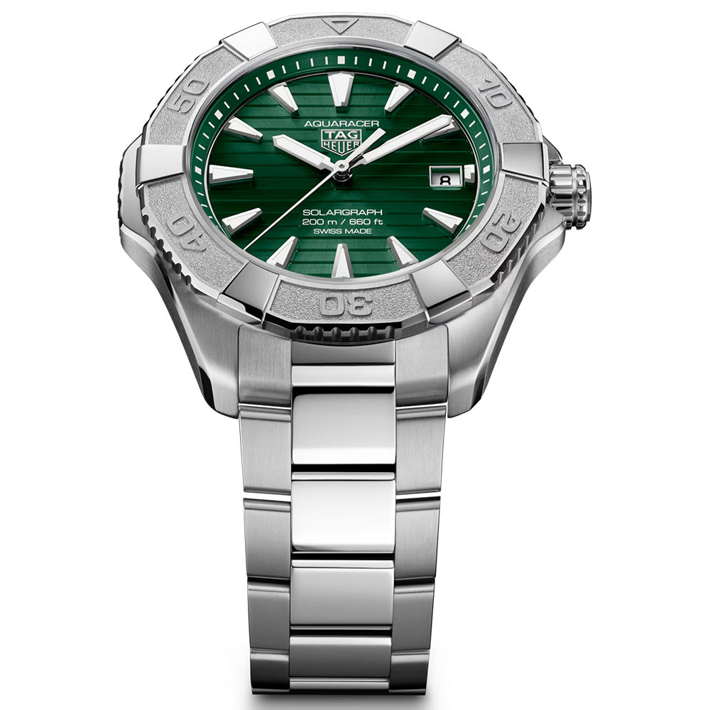 TAG Heuer Aquaracer Professional 200 Solargraph Green Dial 40mm Quartz Gents Watch WBP1118.BA0047