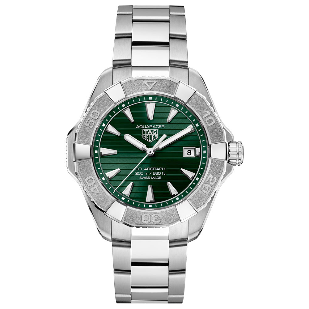 TAG Heuer Aquaracer Professional 200 Solargraph Green Dial 40mm Quartz Gents Watch WBP1118.BA0047