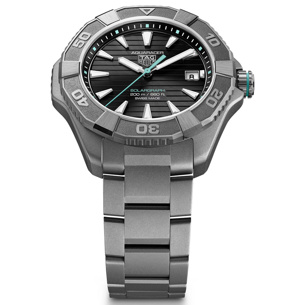 TAG Heuer Aquaracer Professional 200 Solargraph Black Dial 40mm Titanium Quartz Gents Watch WBP1184.BF0008
