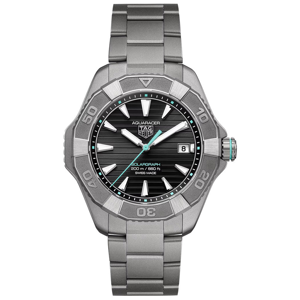 TAG Heuer Aquaracer Professional 200 Solargraph Black Dial 40mm Titanium Quartz Gents Watch WBP1184.BF0008