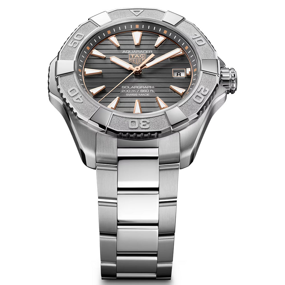 TAG Heuer Aquaracer Professional 200 Solargraph Grey Dial 40mm Titanium Quartz Watch WBP1190.BZ0003