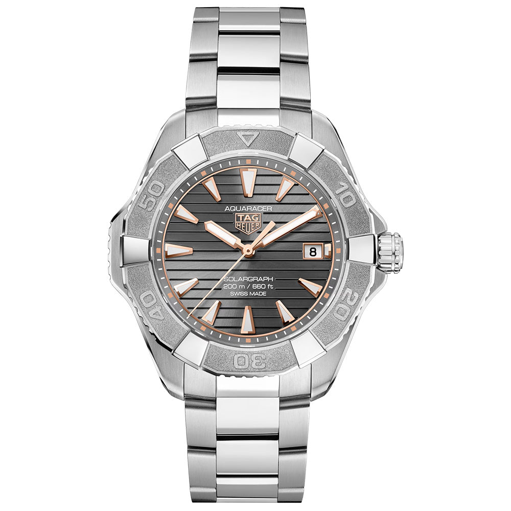 TAG Heuer Aquaracer Professional 200 Solargraph Grey Dial 40mm Titanium Quartz Watch WBP1190.BZ0003