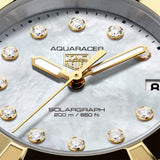 TAG Heuer Aquaracer Professional 200 Solargraph 34mm MOP Diamond Dot Dial 18ct Gold & Steel Quartz Ladies Watch WBP1326.BB0004