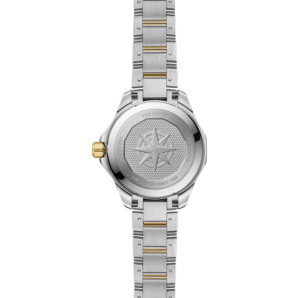 TAG Heuer Aquaracer Professional 200 Solargraph 34mm MOP Diamond Dot Dial 18ct Gold & Steel Quartz Ladies Watch WBP1326.BB0004
