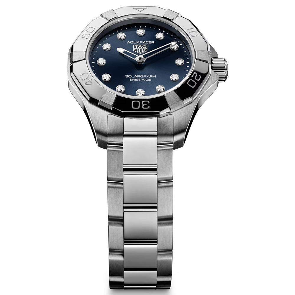 TAG Heuer Aquaracer Professional 100 Solargraph Blue Diamond Dot Dial 28mm Quartz Ladies Watch WBP141E.BA0049