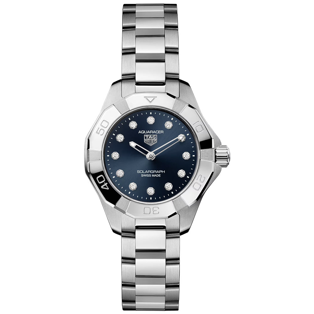 TAG Heuer Aquaracer Professional 100 Solargraph Blue Diamond Dot Dial 28mm Quartz Ladies Watch WBP141E.BA0049