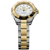 TAG Heuer Aquaracer Professional 100 Solargraph 28mm MOP Diamond Dot Dial 18ct Gold & Steel Quartz Ladies Watch WBP1422.BB0006