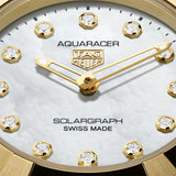 TAG Heuer Aquaracer Professional 100 Solargraph 28mm MOP Diamond Dot Dial 18ct Gold & Steel Quartz Ladies Watch WBP1422.BB0006