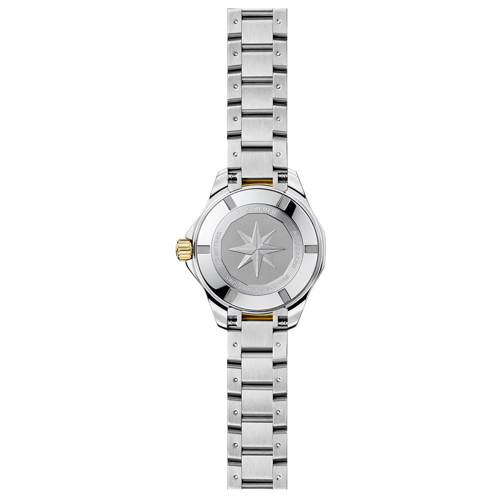 TAG Heuer Aquaracer Professional 100 Solargraph 28mm MOP Diamond Dot Dial 18ct Gold & Steel Quartz Ladies Watch WBP1422.BB0006