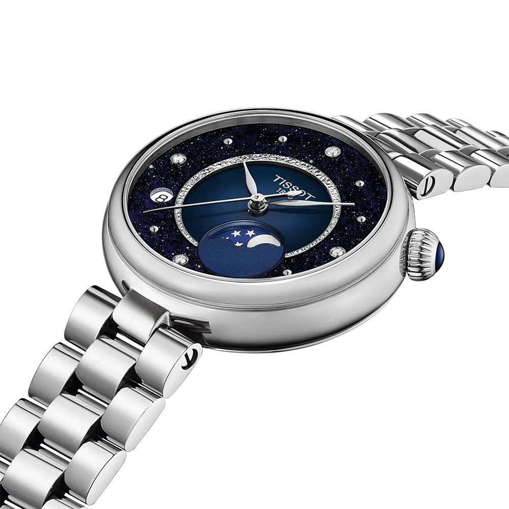 Tissot Desir 29.6mm Blue Diamond Dot Dial Moonphase Quartz Ladies Watch T1522231149600