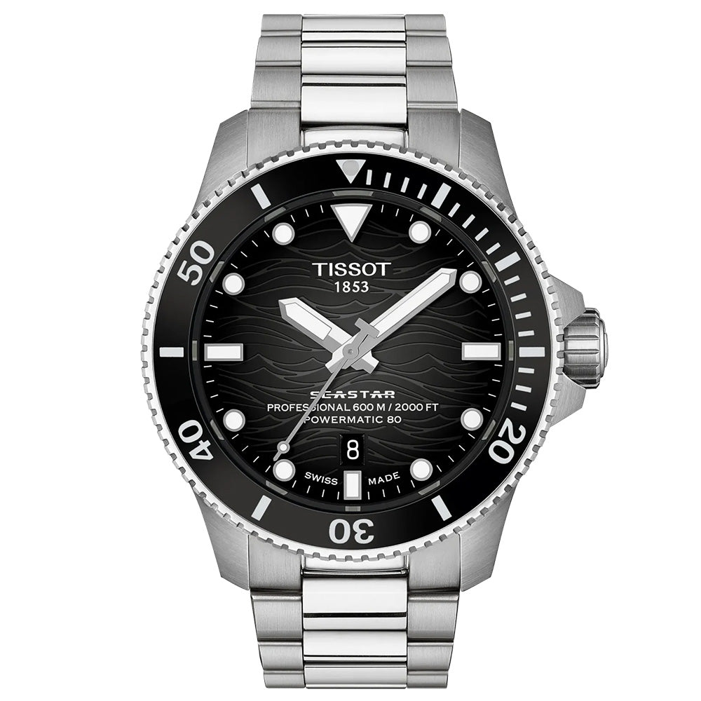 Tissot Seastar 2000 Powermatic 80 Black Dial 44mm Automatic Gents Watch T1209071105100