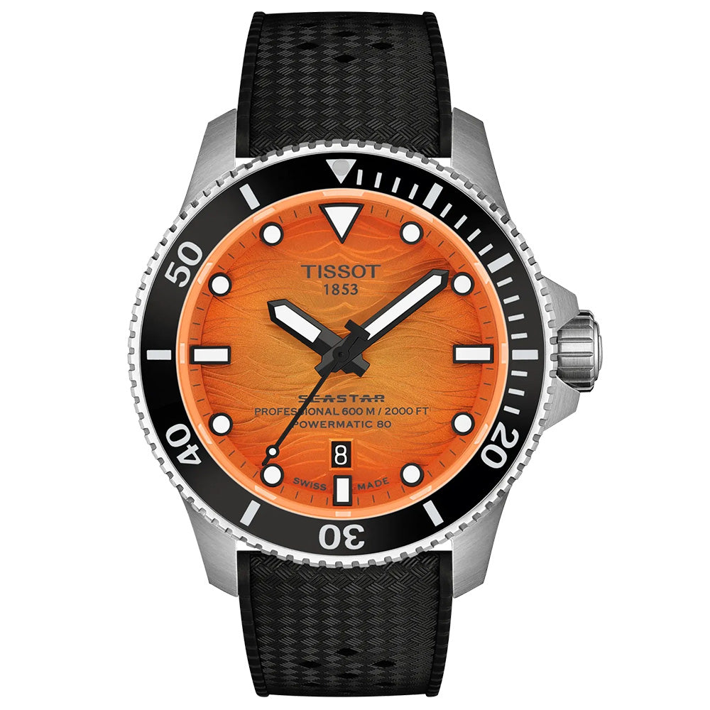 Tissot Seastar 2000 Powermatic 80 Orange Dial 44mm Automatic Gents Watch T1209071728100