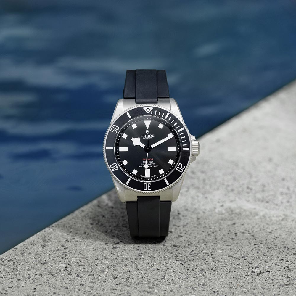 tudor pelagos 39 39mm black dial titanium on black rubber strap automatic watch lifestyle image