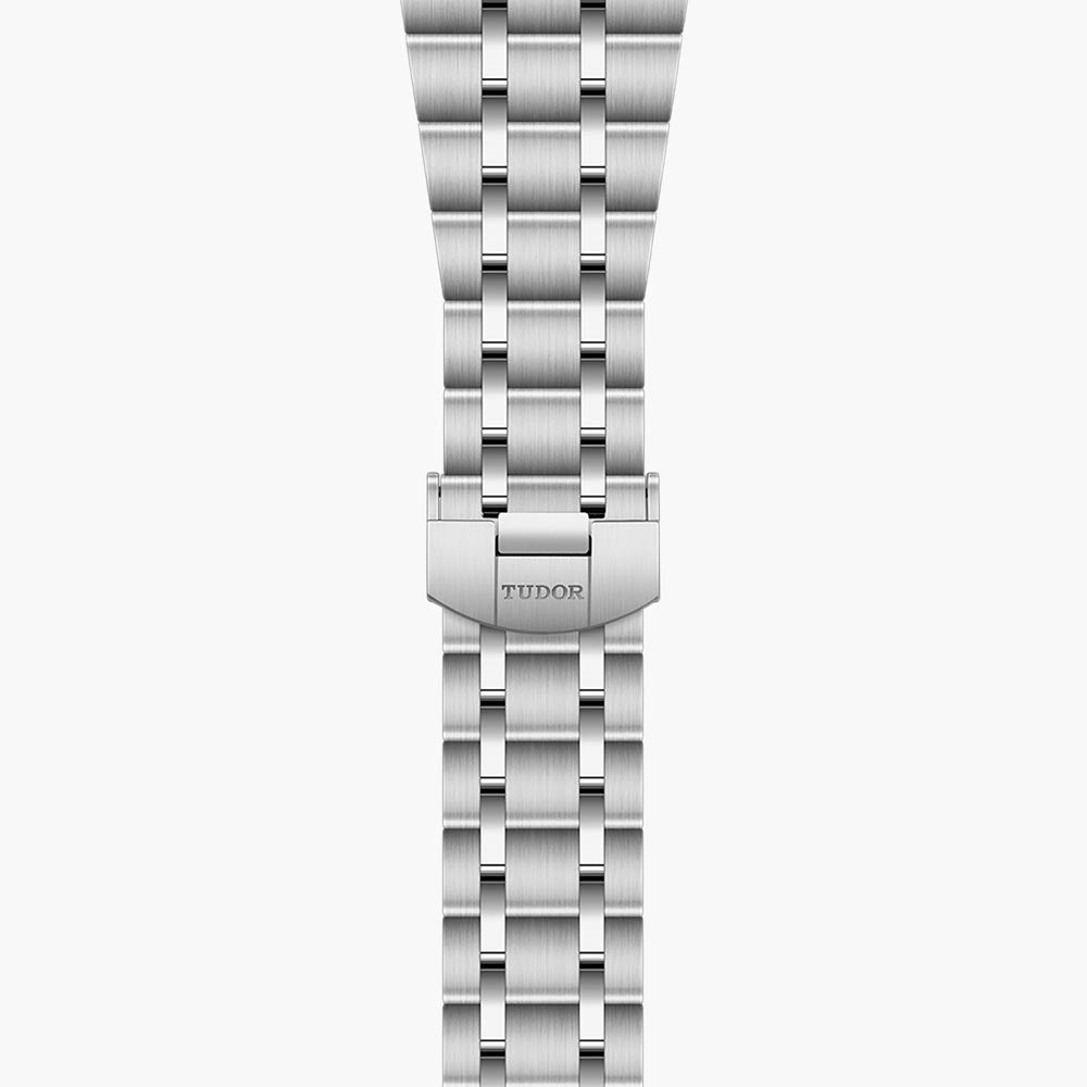 tudor royal 41mm black dial steel on steel bracelet automatic watch showing folding clasp
