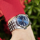 tudor royal 41mm blue dial steel on steel bracelet automatic watch lifestyle image