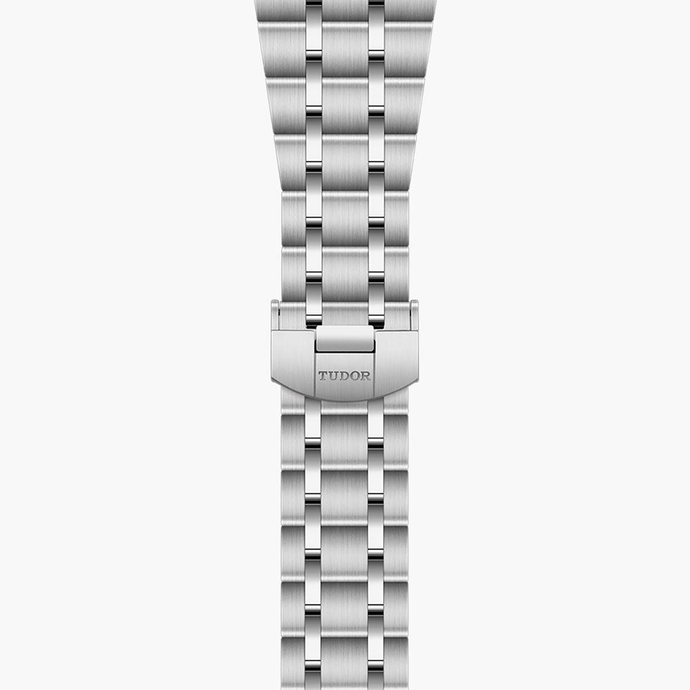 tudor royal 41mm blue dial steel on steel bracelet automatic watch showing folding clasp