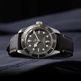 tudor black bay 58 925 39mm taupe dial sterling silver on leather strap automatic watch lifestyle image