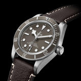tudor black bay 58 925 39mm taupe dial sterling silver on leather strap automatic watch