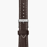 tudor black bay 58 925 39mm taupe dial steel on leather strap automatic watch showing brown leather strap with tang buckle