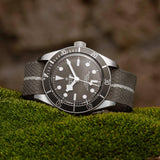 tudor black bay 58 925 39mm taupe dial sterling silver on fabric strap automatic watch lifestyle image