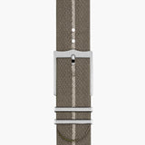tudor black bay 58 925 39mm taupe dial steel on fabric strap automatic watch showing taupe fabric strap with 925 silver tang buckle