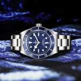tudor black bay 58 39mm blue dial steel on steel bracelet automatic watch lifestyle image