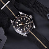 tudor black bay 58 39mm black dial steel on fabric strap automatic watch lifestyle image