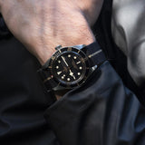 tudor black bay 58 39mm black dial steel on fabric strap automatic watch lifestyle image