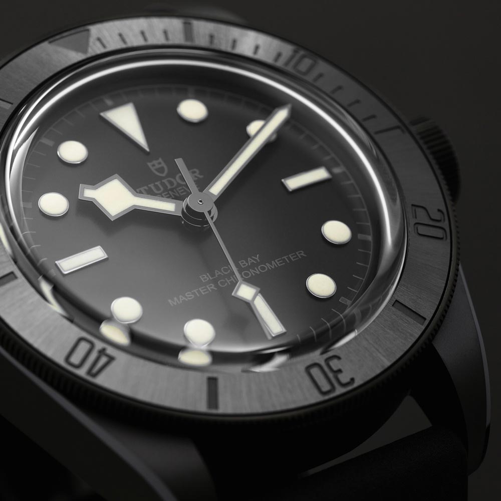 tudor black bay ceramic 41mm black dial ceramic on leather strap automatic watch lifestyle image