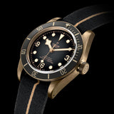 tudor black bay bronze 43mm slate grey dial bronze on fabric strap automatic watch lifestyle image
