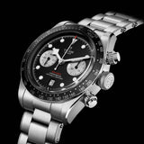 tudor black bay chrono 41mm black dial steel on steel bracelet automatic chronograph watch lifestyle image